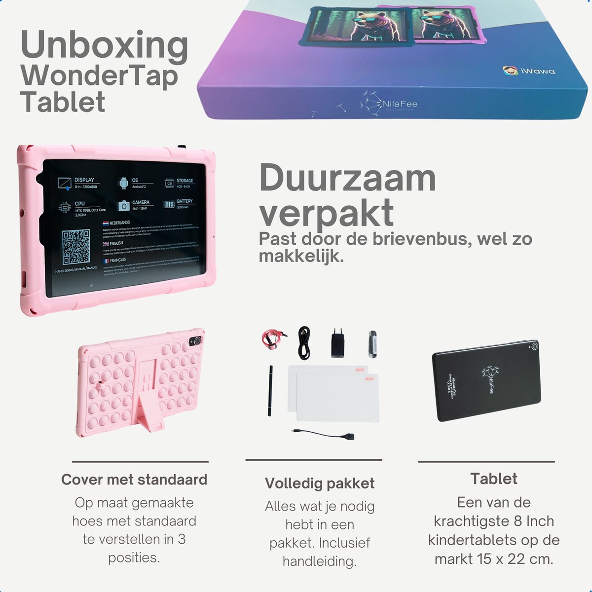 NilaFee Educatieve Kindertablet 128GB Roze