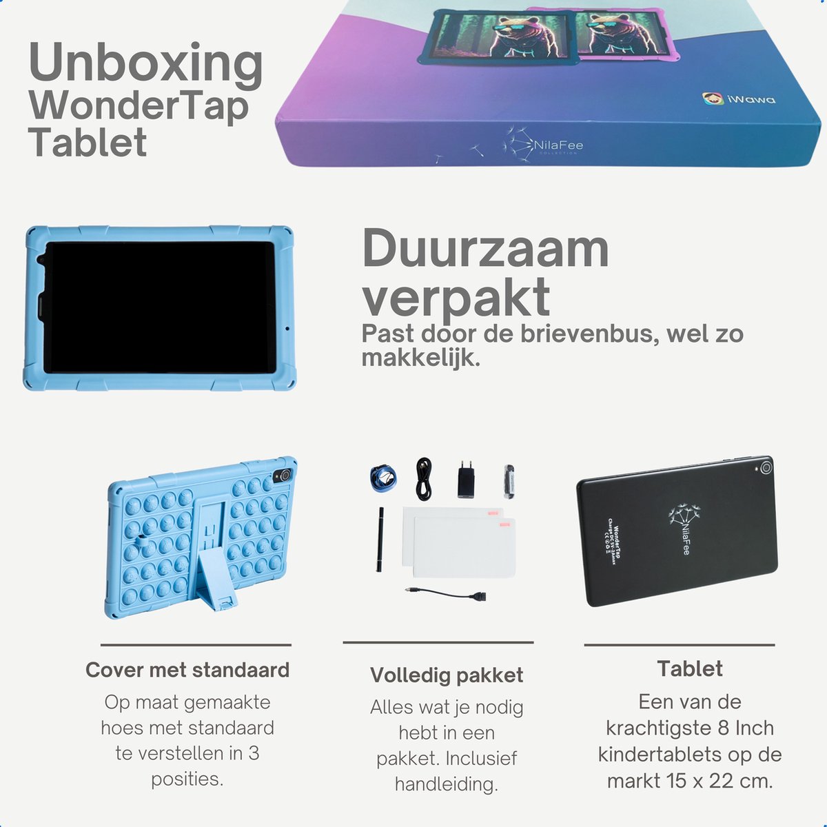 NilaFee iWawa Kindertablet 128GB Blauw