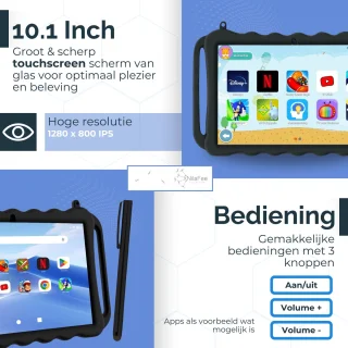 NilaFee WonderTap Pro Zwart 10.1 Inch Kindertablet 128GB