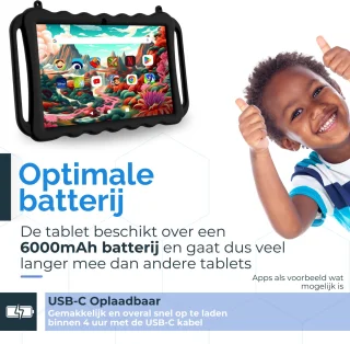 NilaFee WonderTap Pro Zwart 10.1 Inch Kindertablet 128GB