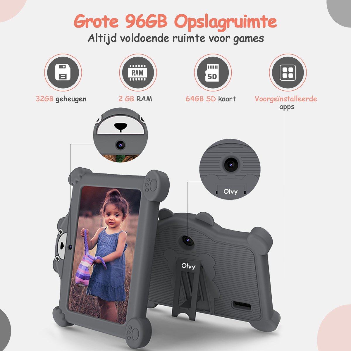 Olvy Kindertablet 7 Inch 96GB