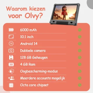 Olvy Kindertablet PRO 10 Inch 128GB 4GB RAM