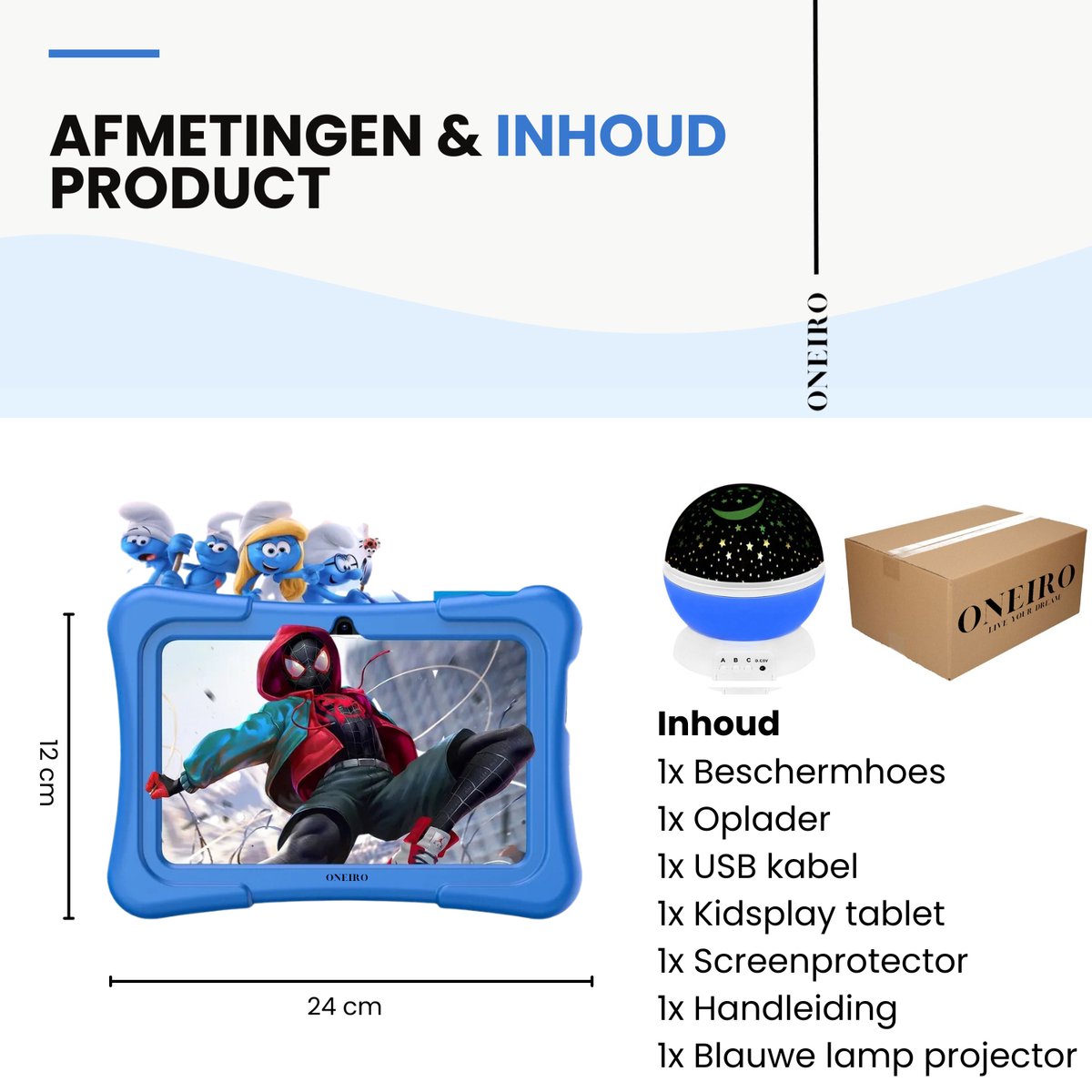 Oneiro KIDSPLAY 7 inch Kindertablet Blauw