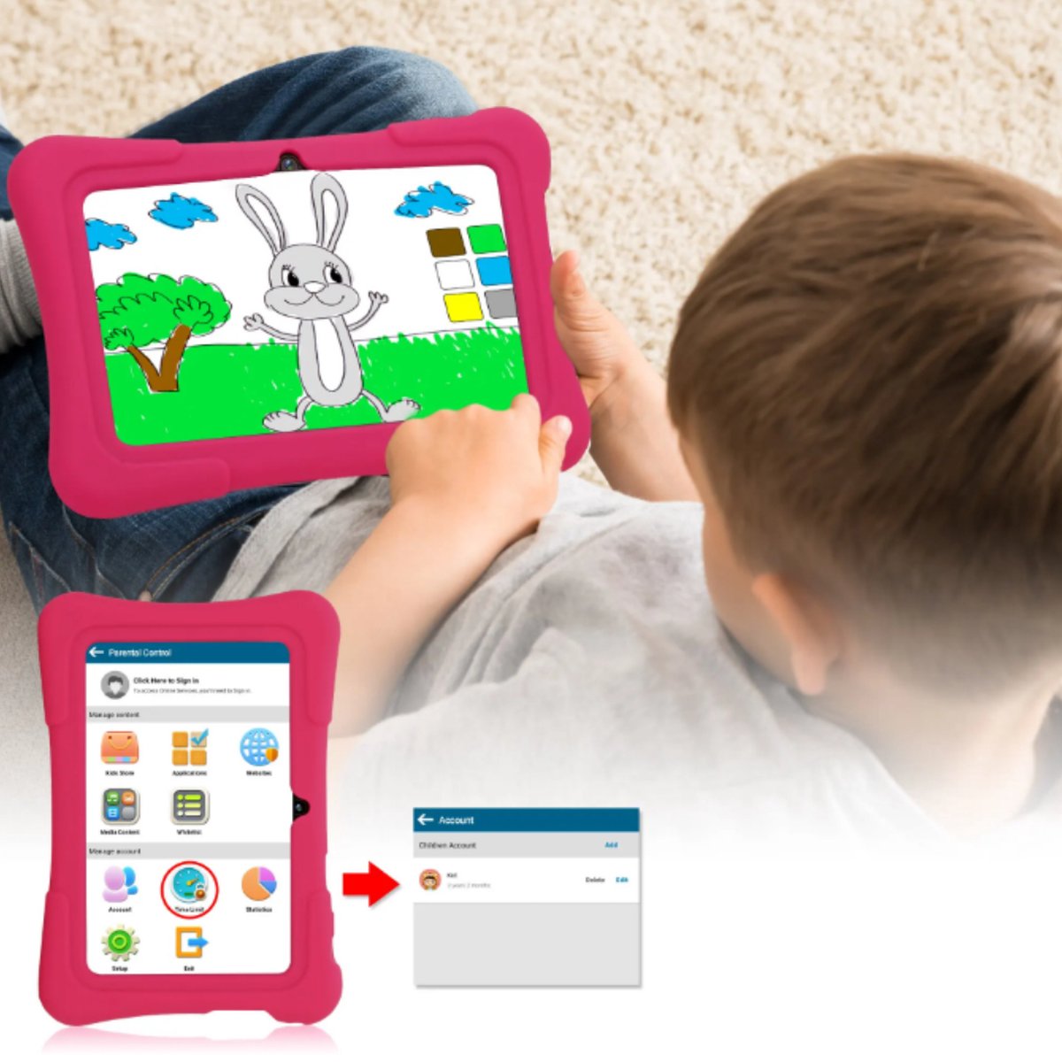 PRITOM Kindertablet 7 inch Android 10 32GB Groen