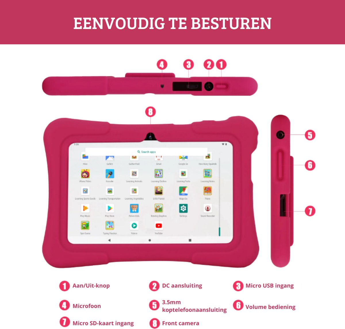PRITOM Kindertablet 7 inch Android 10 32GB Groen