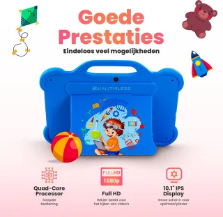 Quality4Less™ Kindertablet 10.1 inch Blauw Android 13.0 64GB