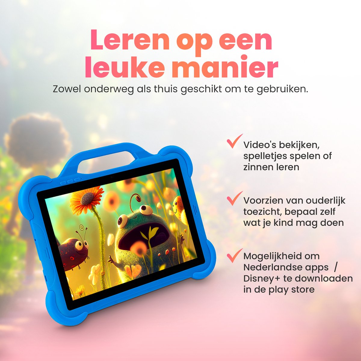 Quality4Less™ Kindertablet 10.1 inch Blauw Android 13.0 64GB