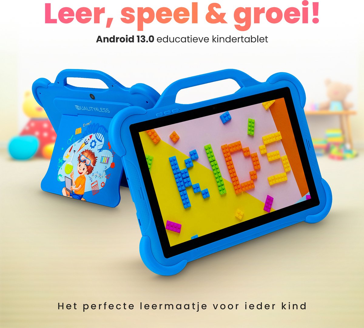 Quality4Less™ Kindertablet 10.1 inch Blauw Android 13.0 64GB