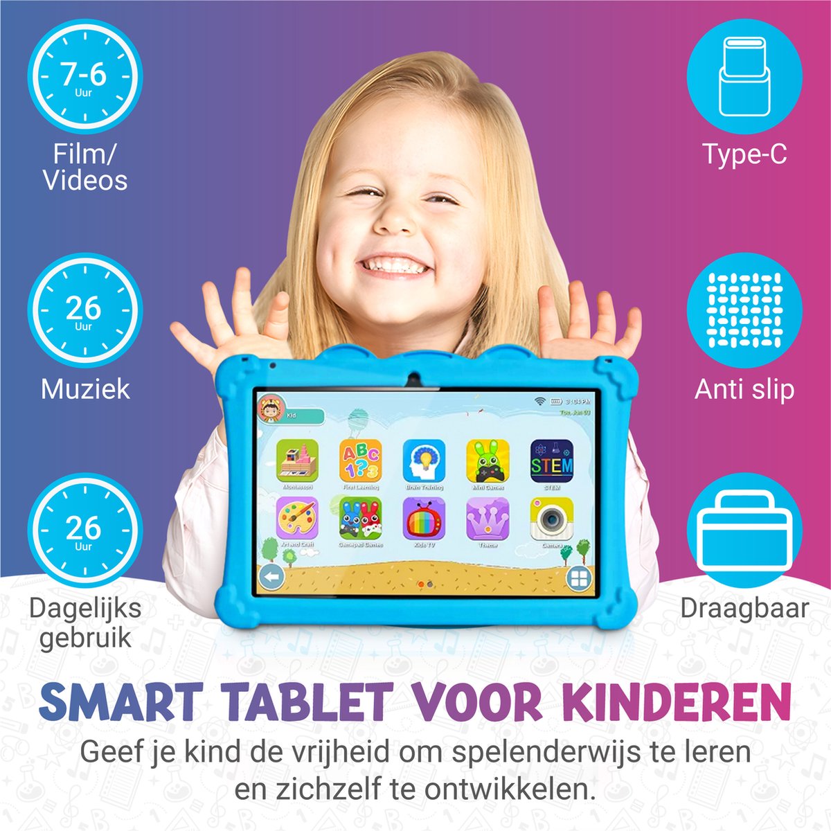 Rock&Rose Kindertablet 10.1" Blauw 32GB