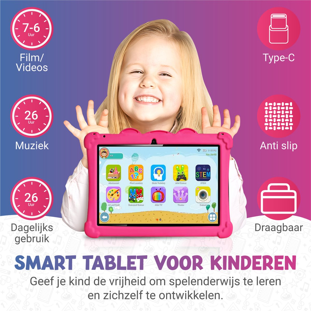 Rock&Rose Kindertablet 10.1 Inch Roze 32GB