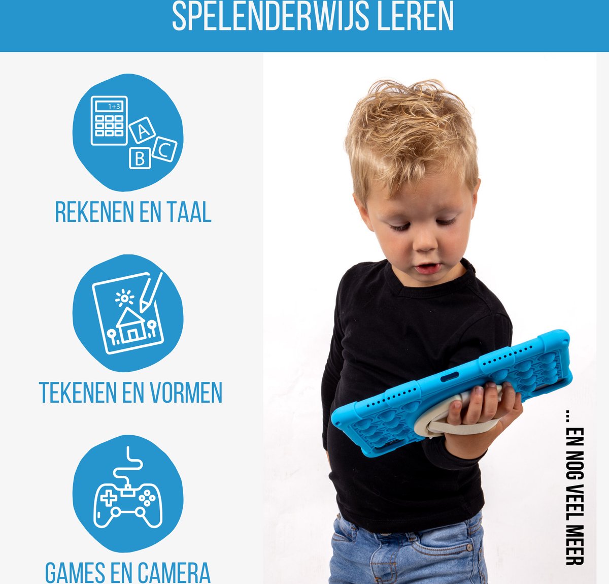 SeRox Technology Kindertablet FHD 10.1 inch Blauw Android 13 128GB 8GB RAM