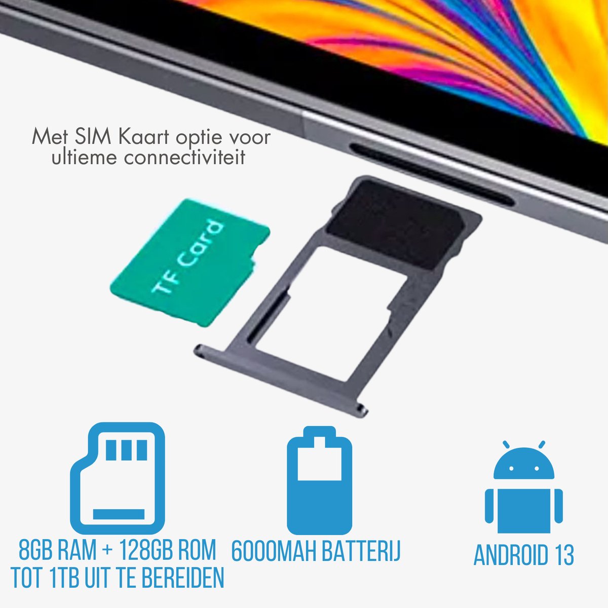SeRox Technology Kindertablet FHD 10.1 inch Blauw Android 13 128GB 8GB RAM