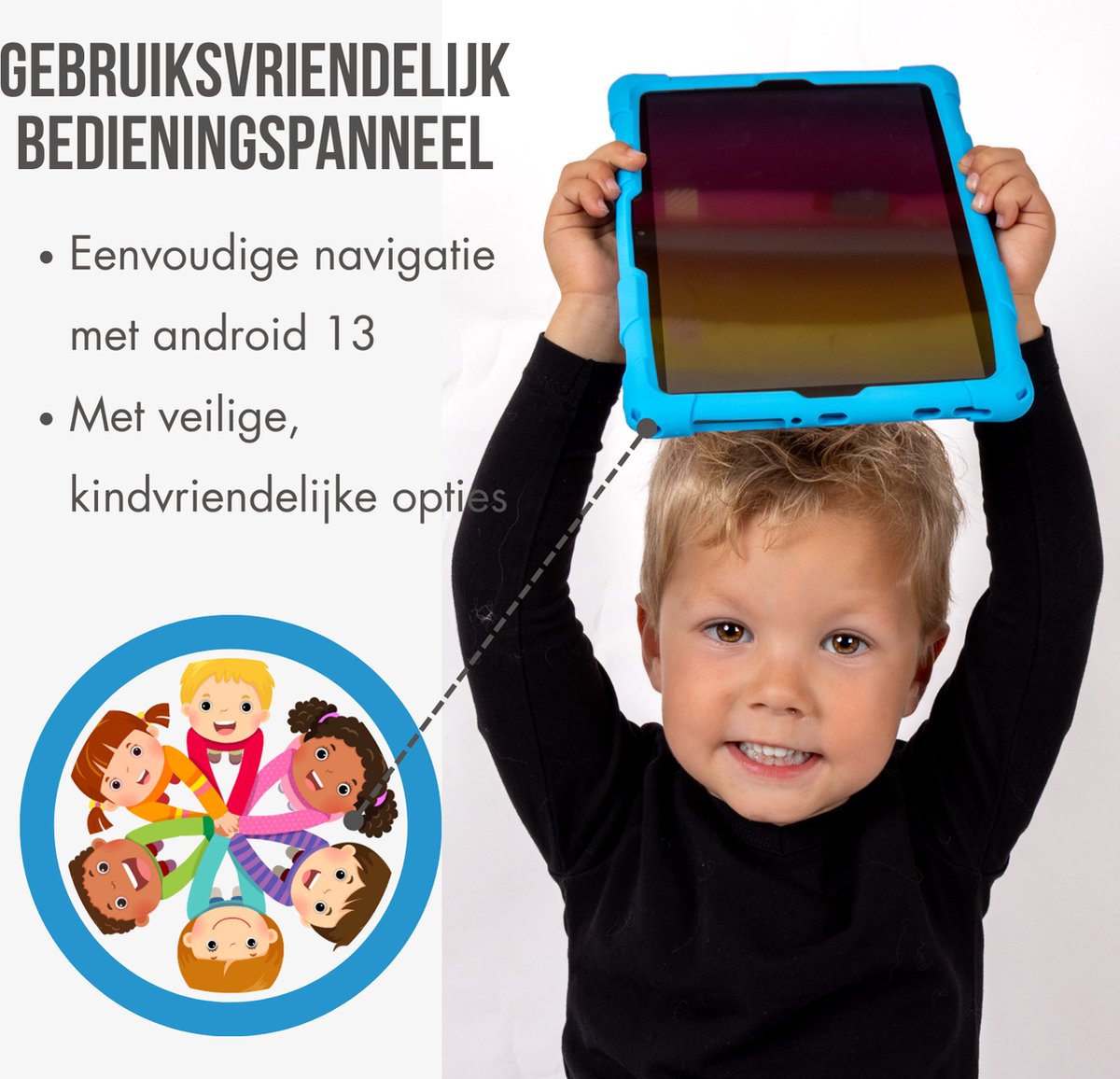 SeRox Technology Kindertablet FHD 10.1 inch Blauw Android 13 128GB 8GB RAM