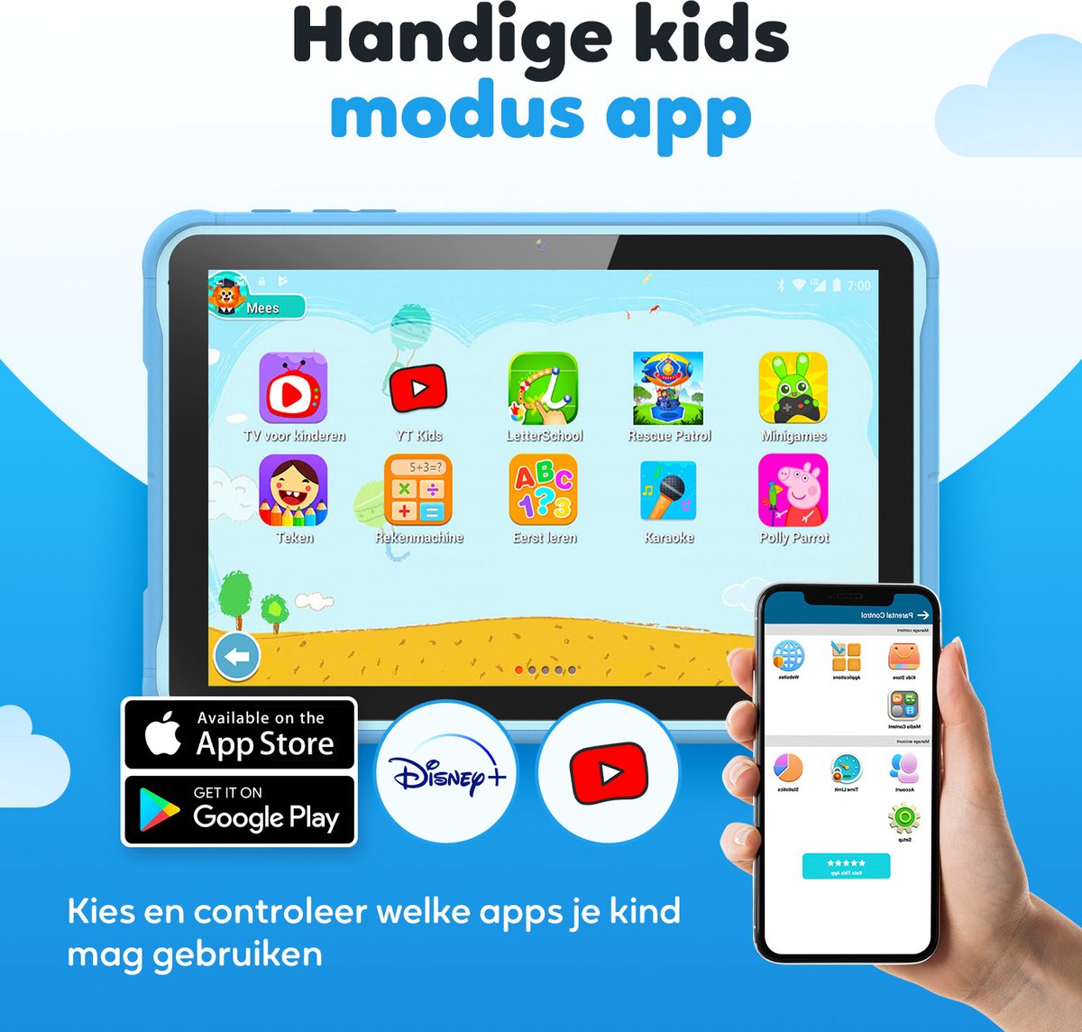 Spoused Kindertablet 10.1 inch Blauw 64GB 4GB RAM