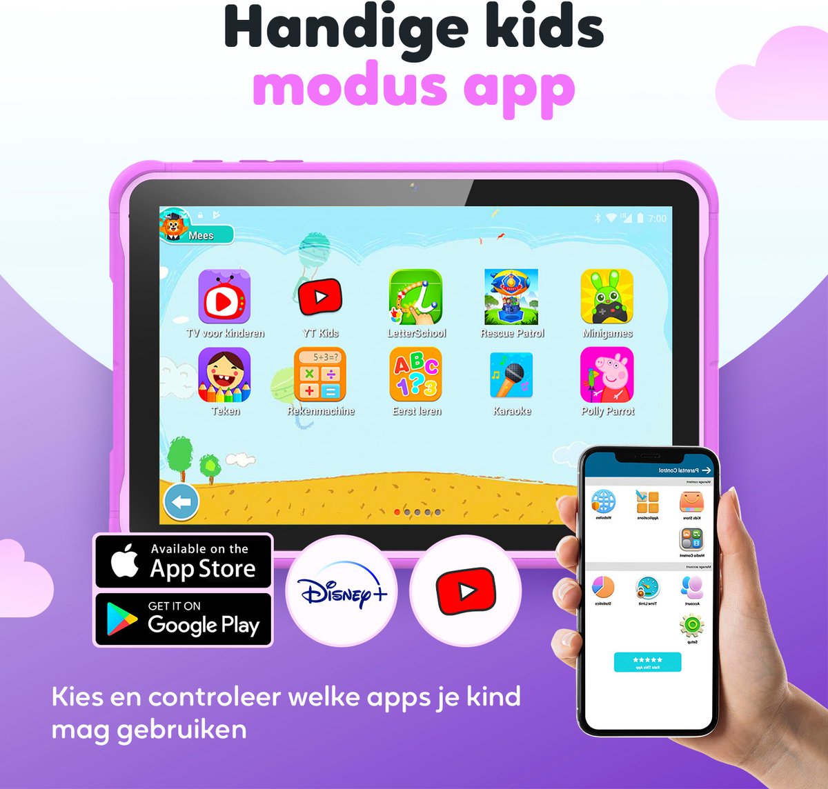 Spoused Kindertablet 10.1 inch Paars 64GB 4GB RAM
