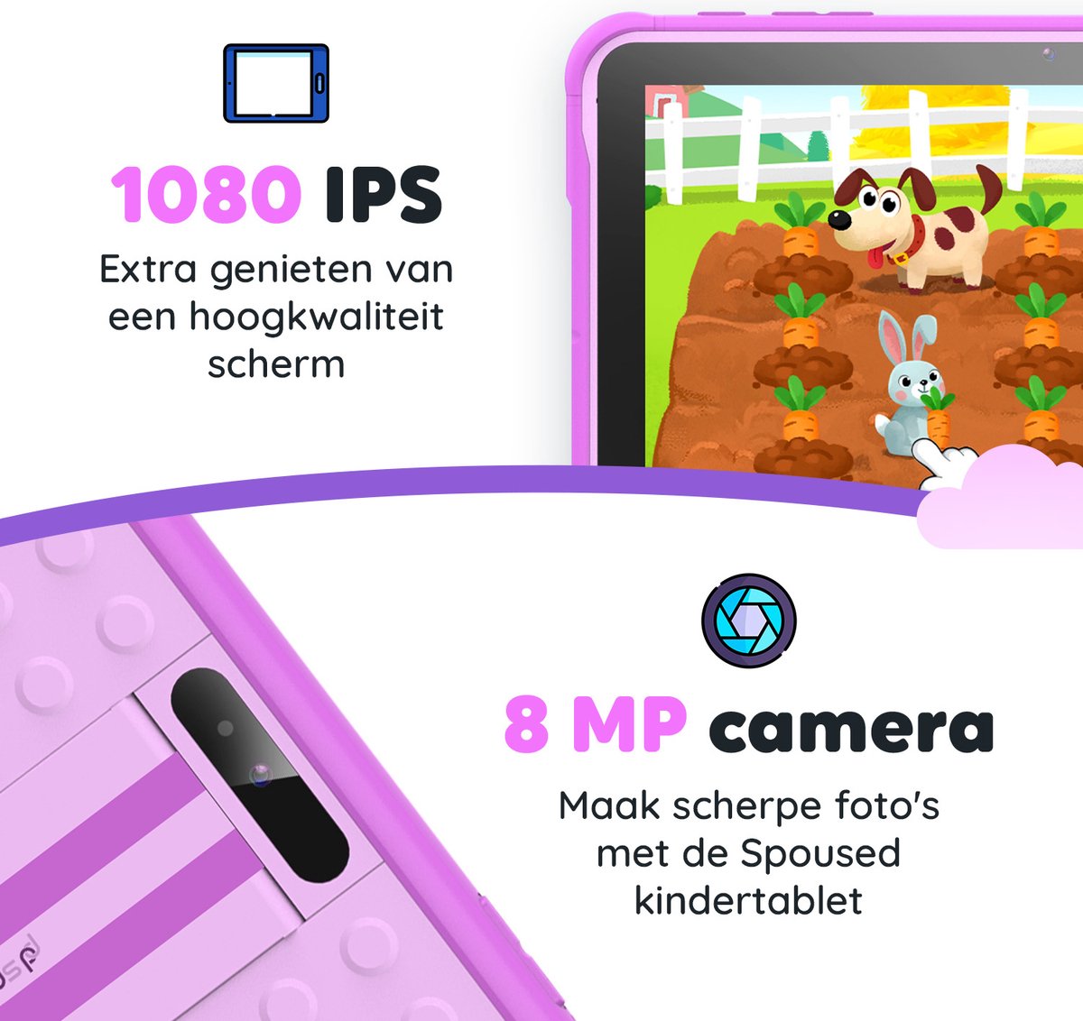 Spoused Kindertablet 10.1 inch Paars 64GB 4GB RAM