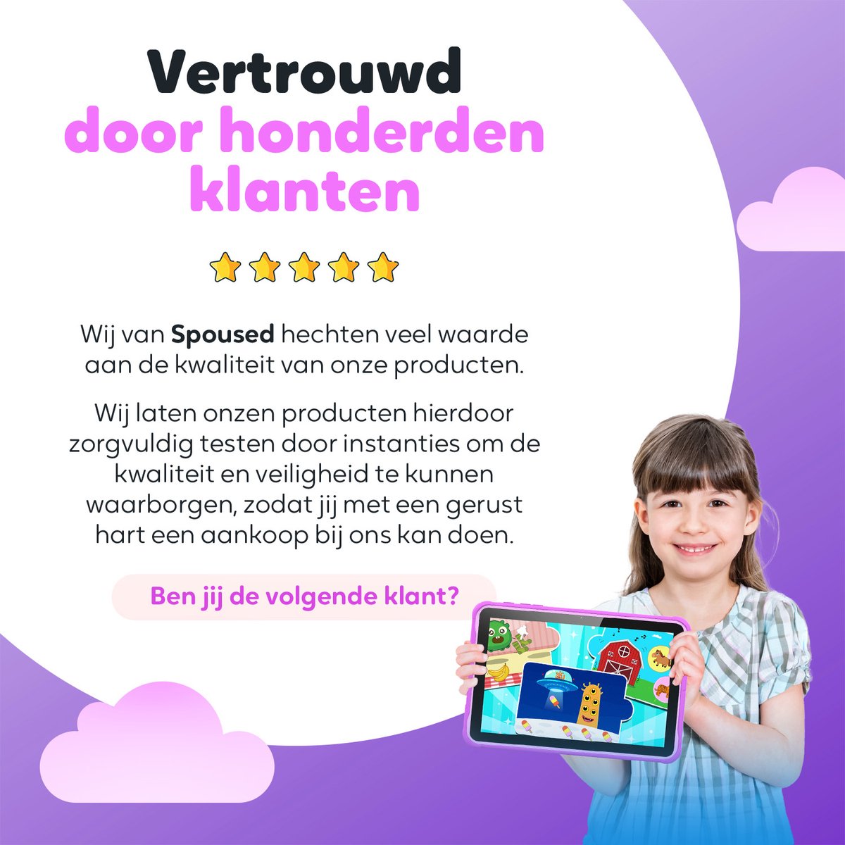 Spoused Kindertablet 10.1 inch Paars 64GB 4GB RAM