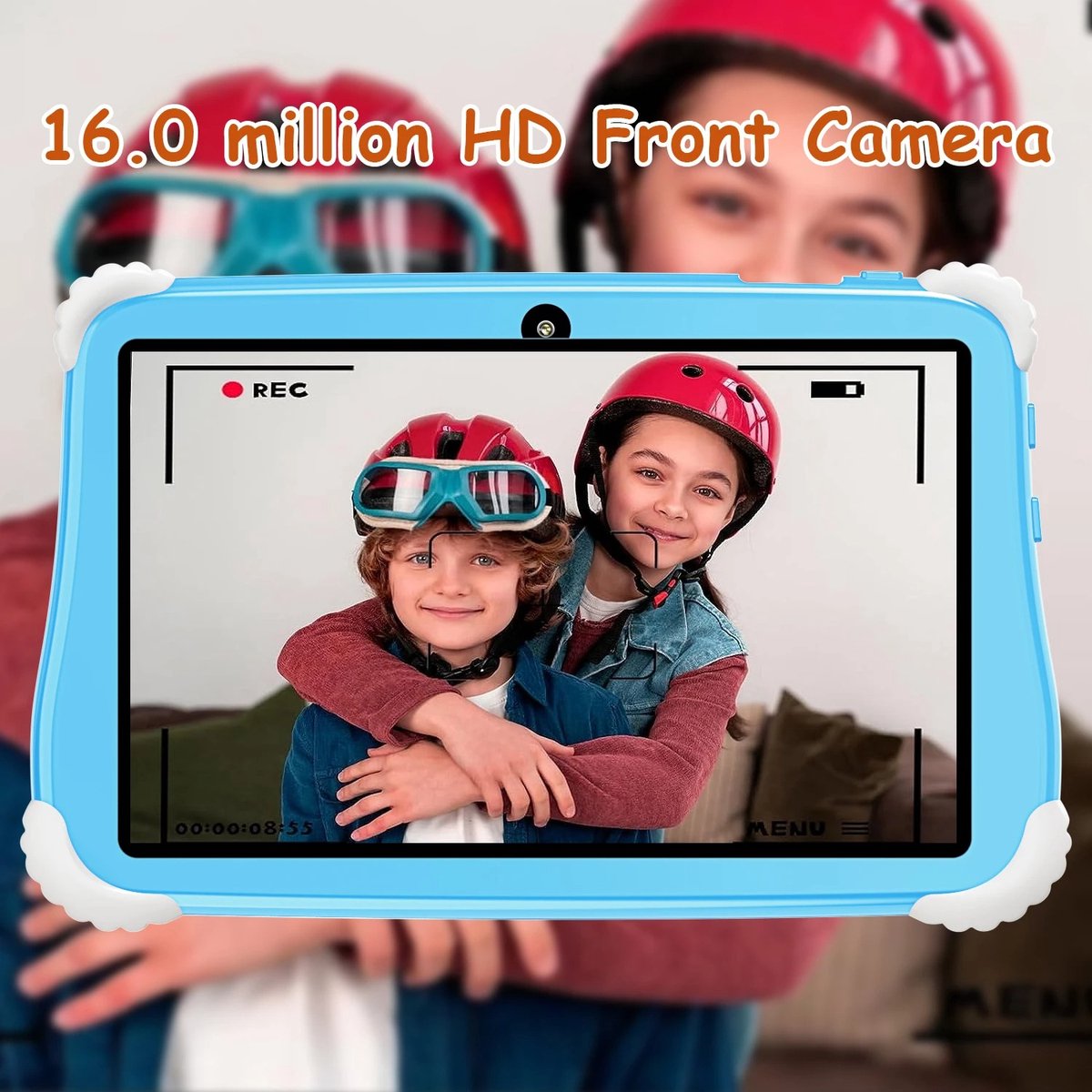Stemily Kindertablet 7 inch 10-Core 8GB RAM 256GB ROM Blauwe Walvis