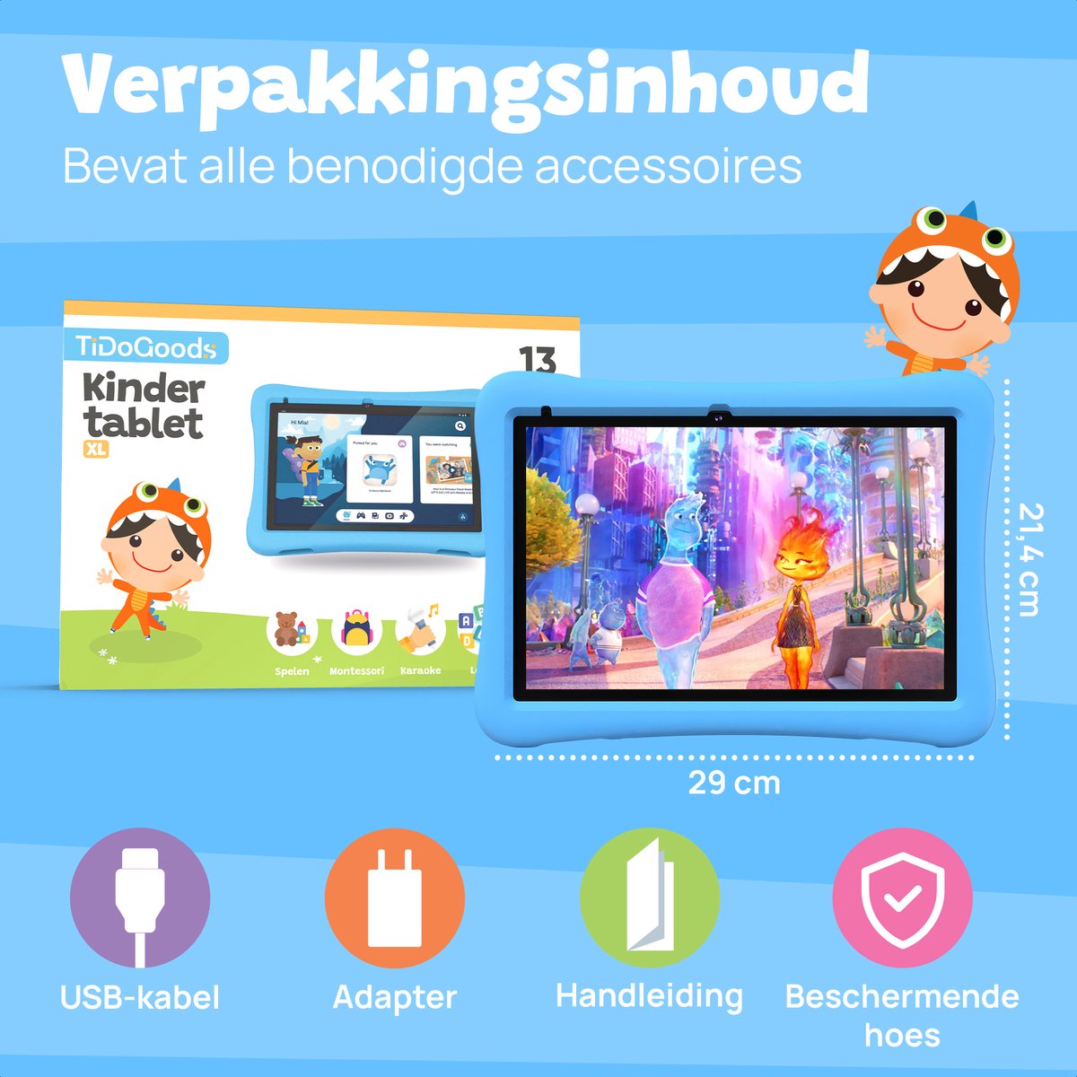 Tidogoods Kindertablet XL 10.1 inch 64GB Android 13.0
