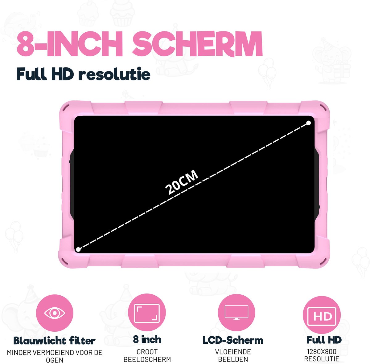 TinyPlay Giga 8 inch kindertablet 64GB roze