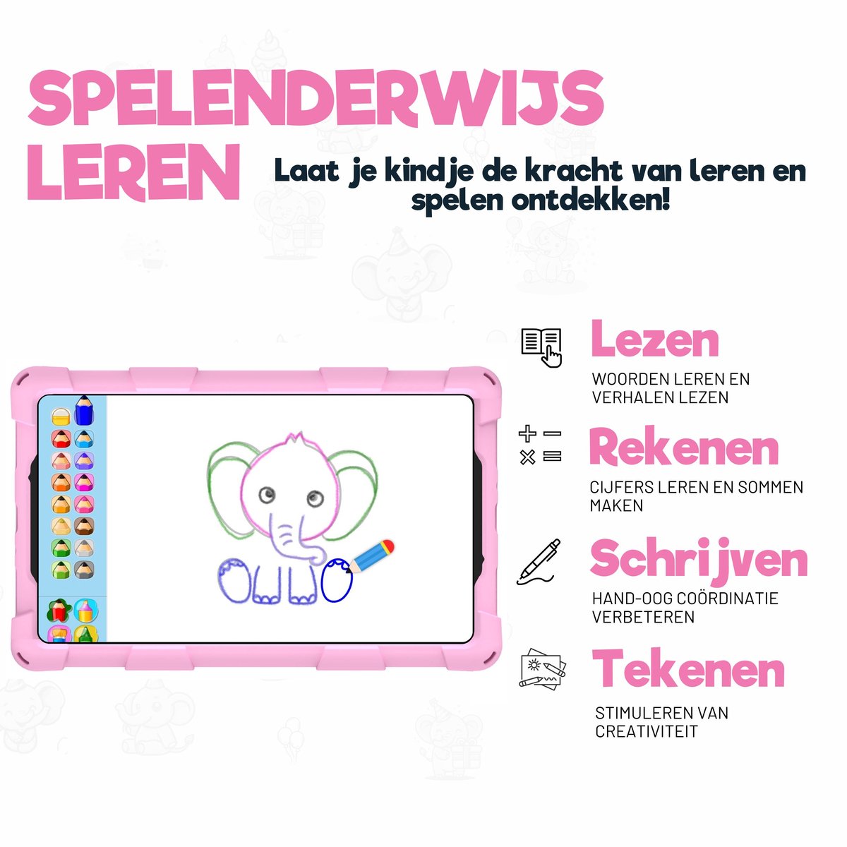 TinyPlay Giga 8 inch kindertablet 64GB roze