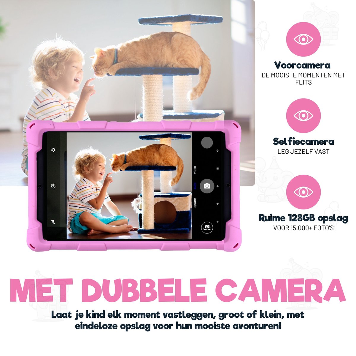 TinyPlay Giga 8 inch kindertablet 64GB roze