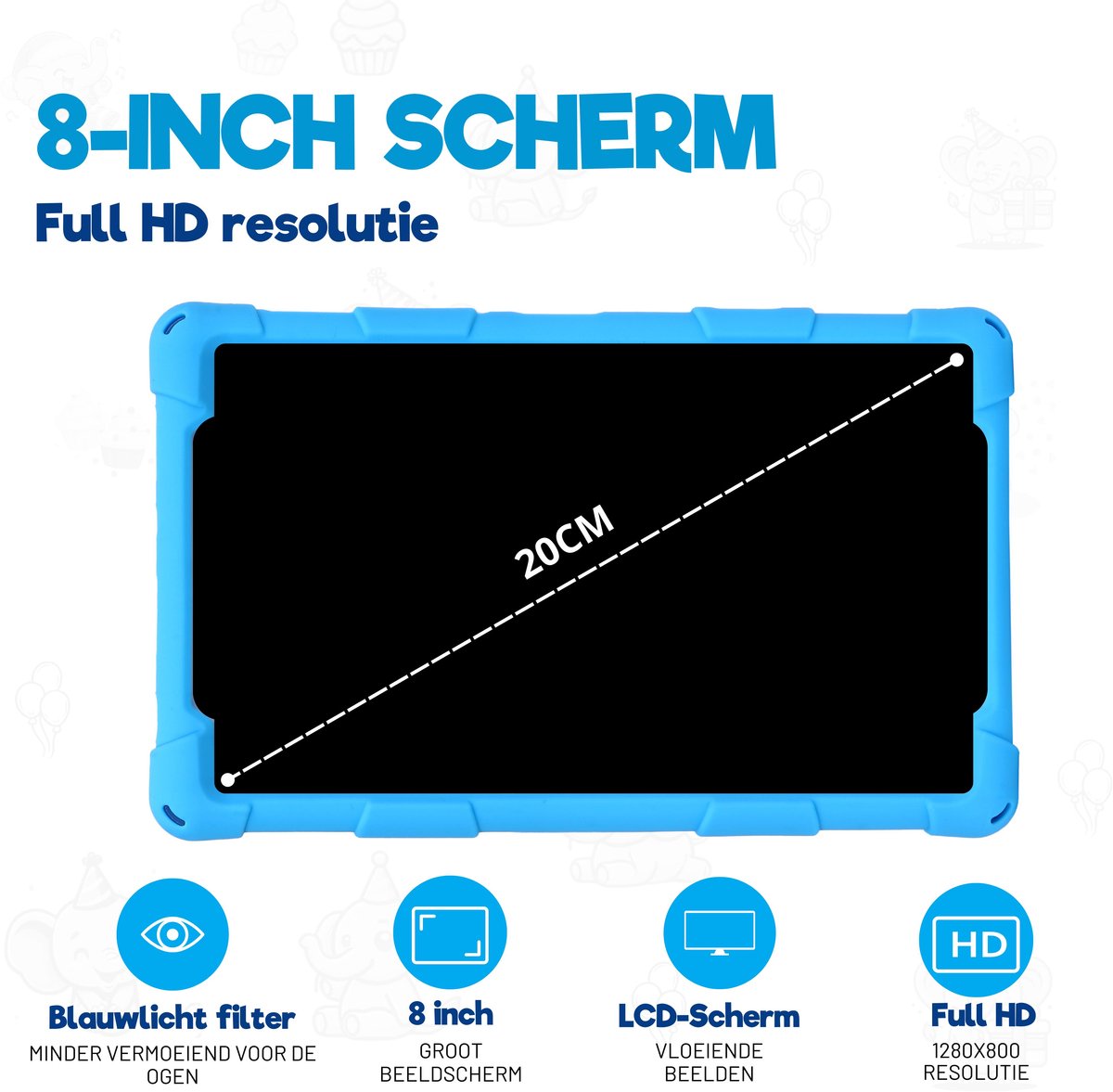 TinyPlay Giga 8 inch kindertablet blauw 64GB