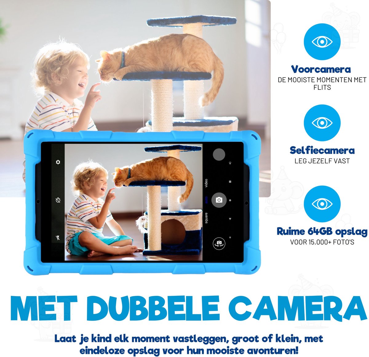 TinyPlay Giga 8 inch kindertablet blauw 64GB