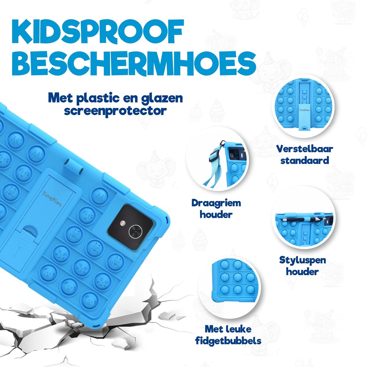 TinyPlay Giga 8 inch kindertablet blauw 64GB