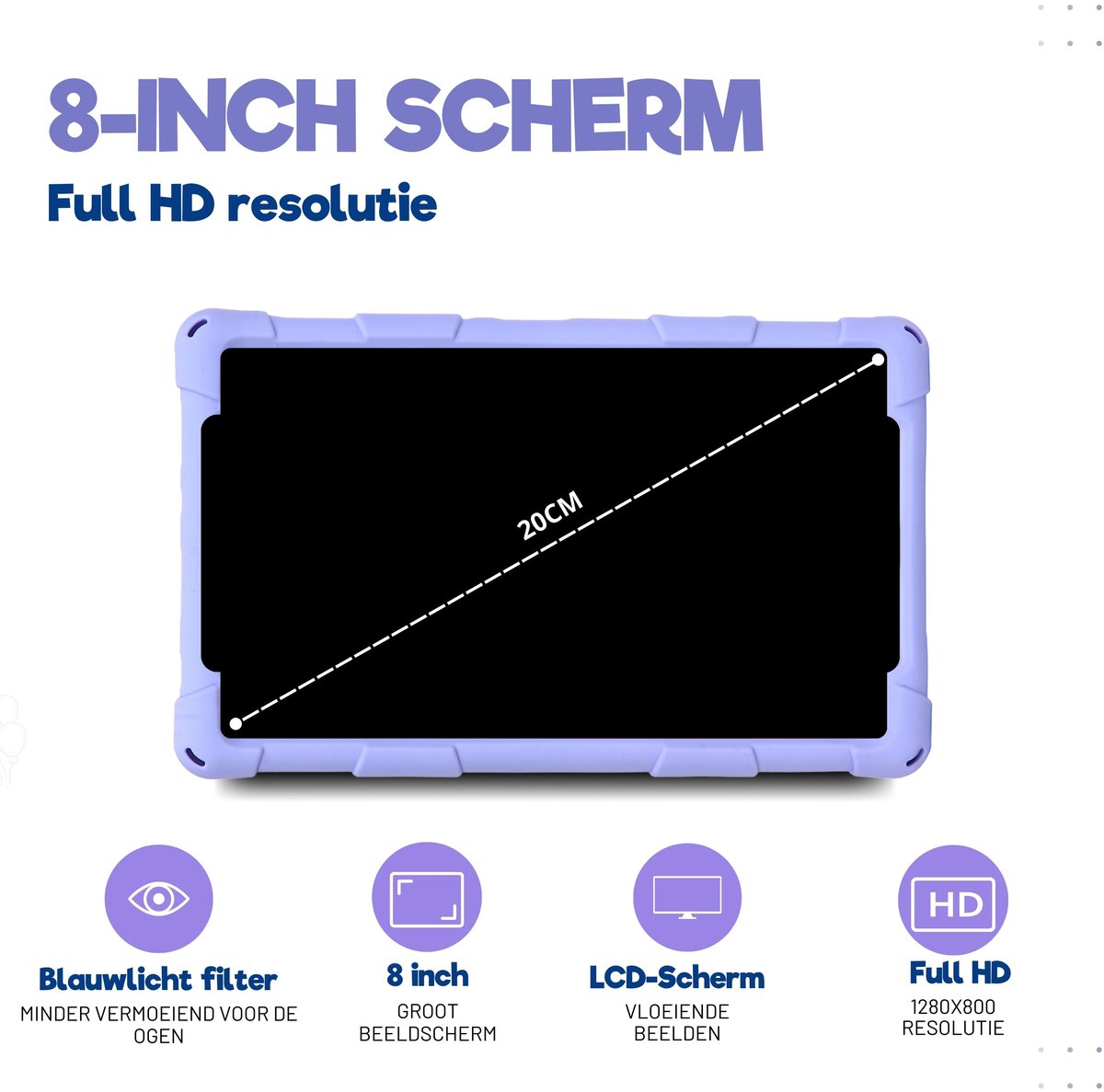 TinyPlay Giga kindertablet 8 inch paars 64GB