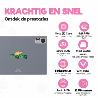 TinyPlay Maxi V2 kindertablet 10 inch 64GB Android 14 Rainbow