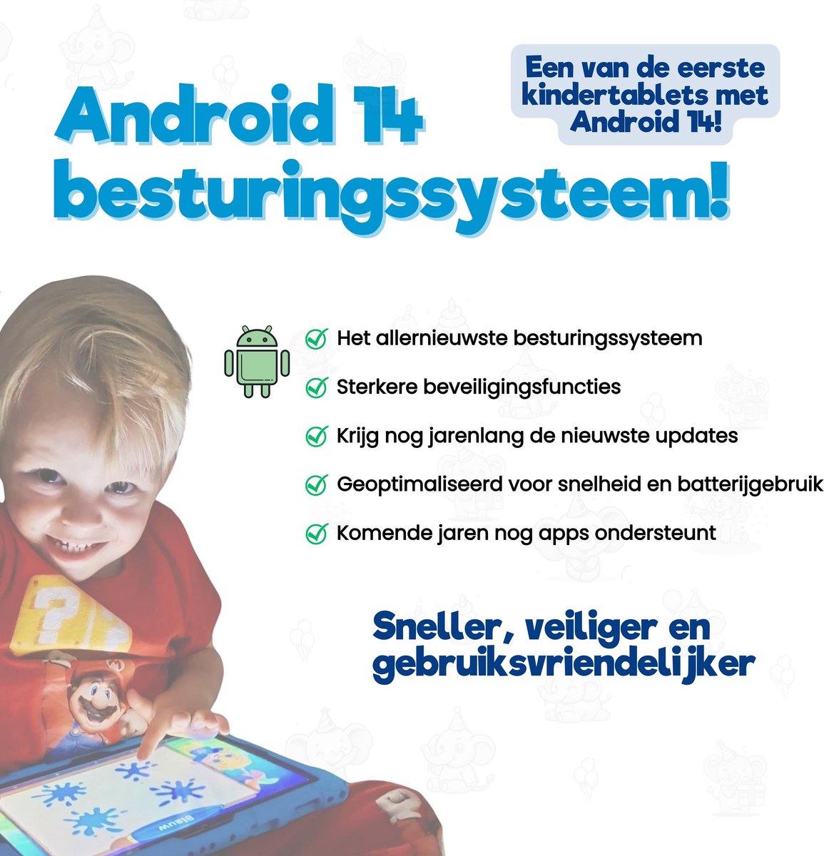 TinyPlay Maxi V2 kindertablet 10 inch blauw 64GB Android 14