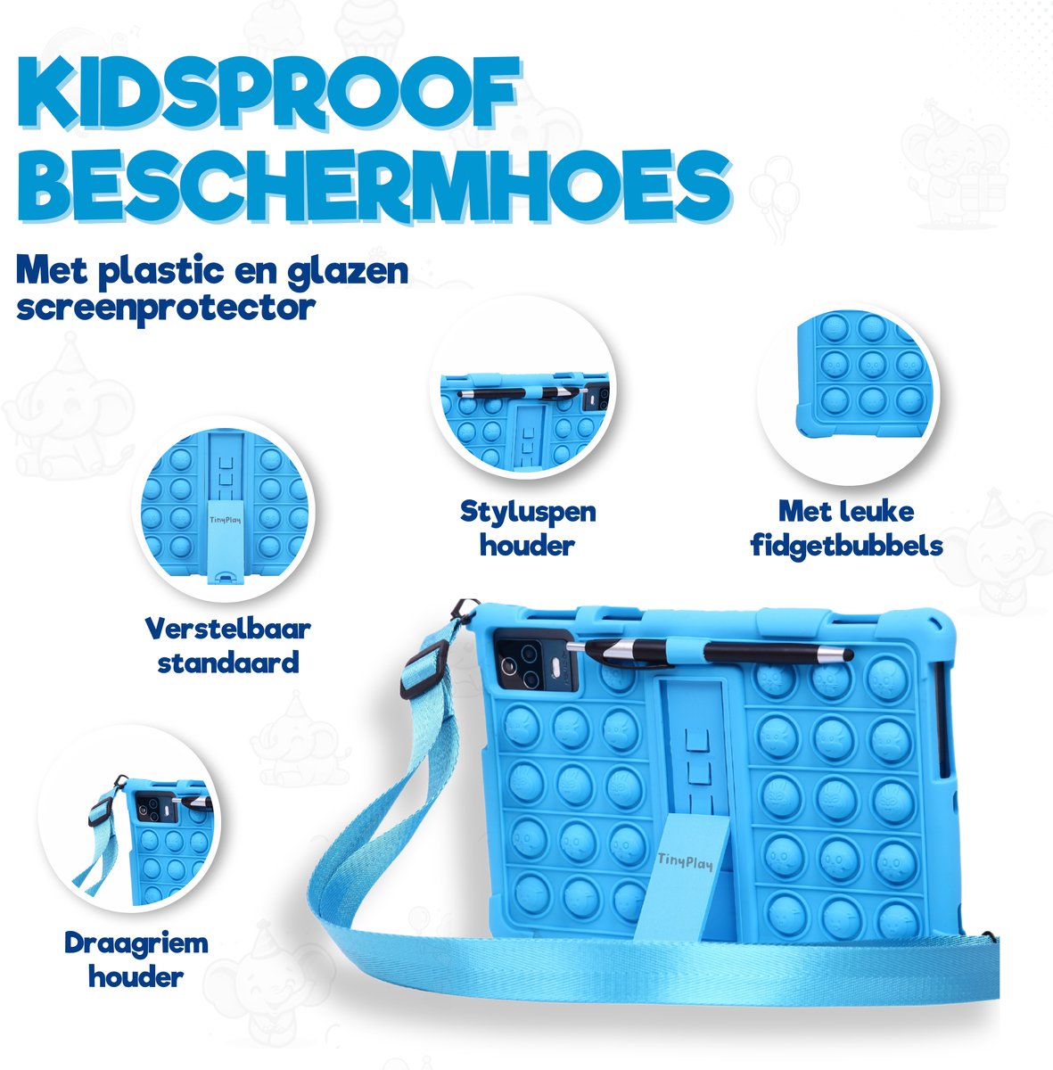 TinyPlay Maxi V2 kindertablet 10 inch blauw 64GB Android 14