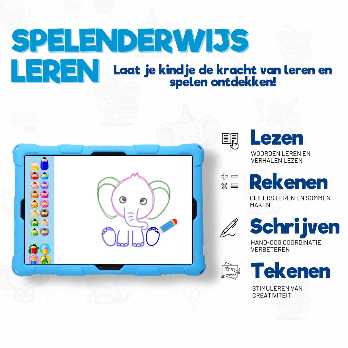 TinyPlay Maxi V2 kindertablet 10 inch blauw 64GB Android 14