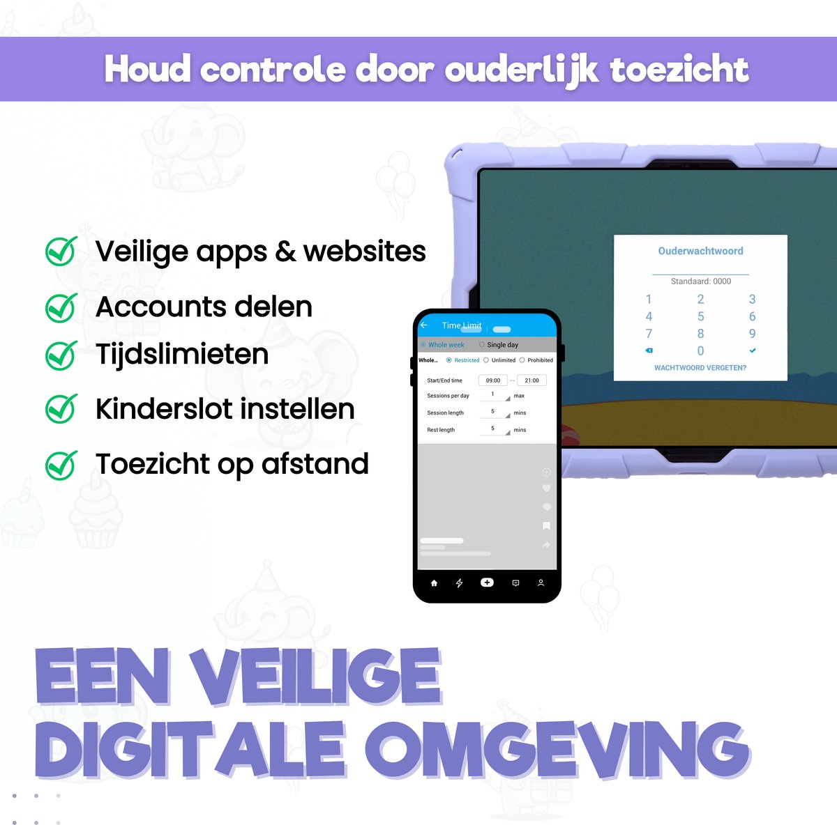 TinyPlay Maxi V2 kindertablet 10 inch paars