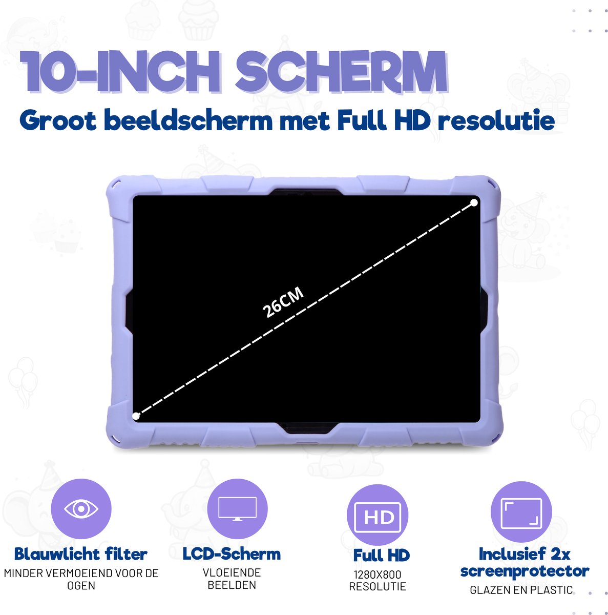 TinyPlay Maxi V2 kindertablet 10 inch paars