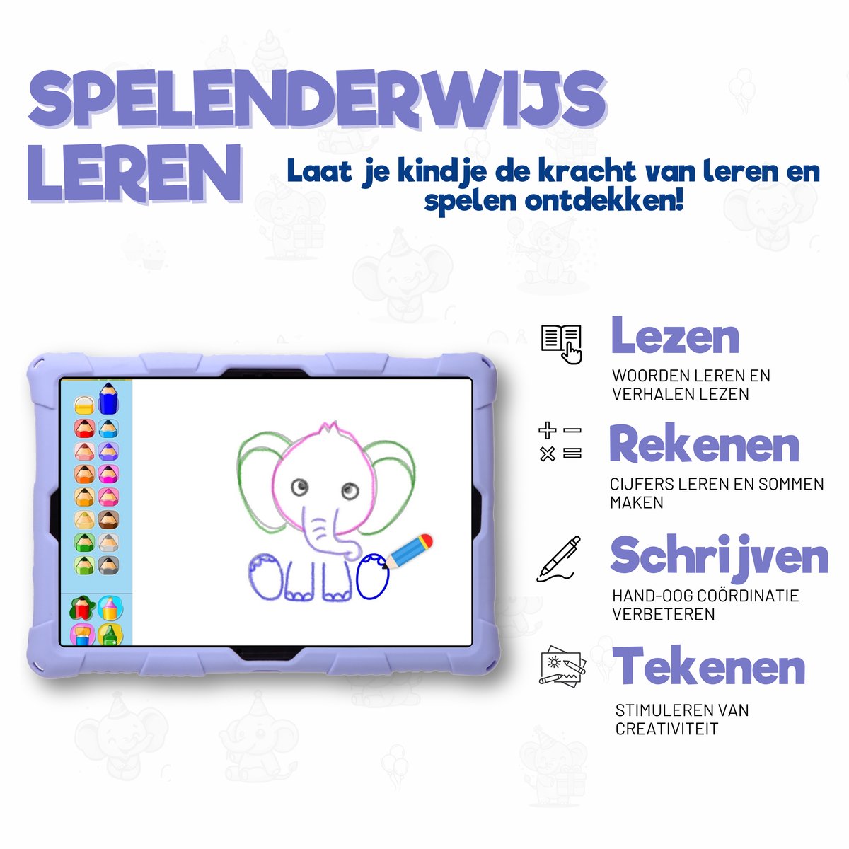 TinyPlay Maxi V2 kindertablet 10 inch paars