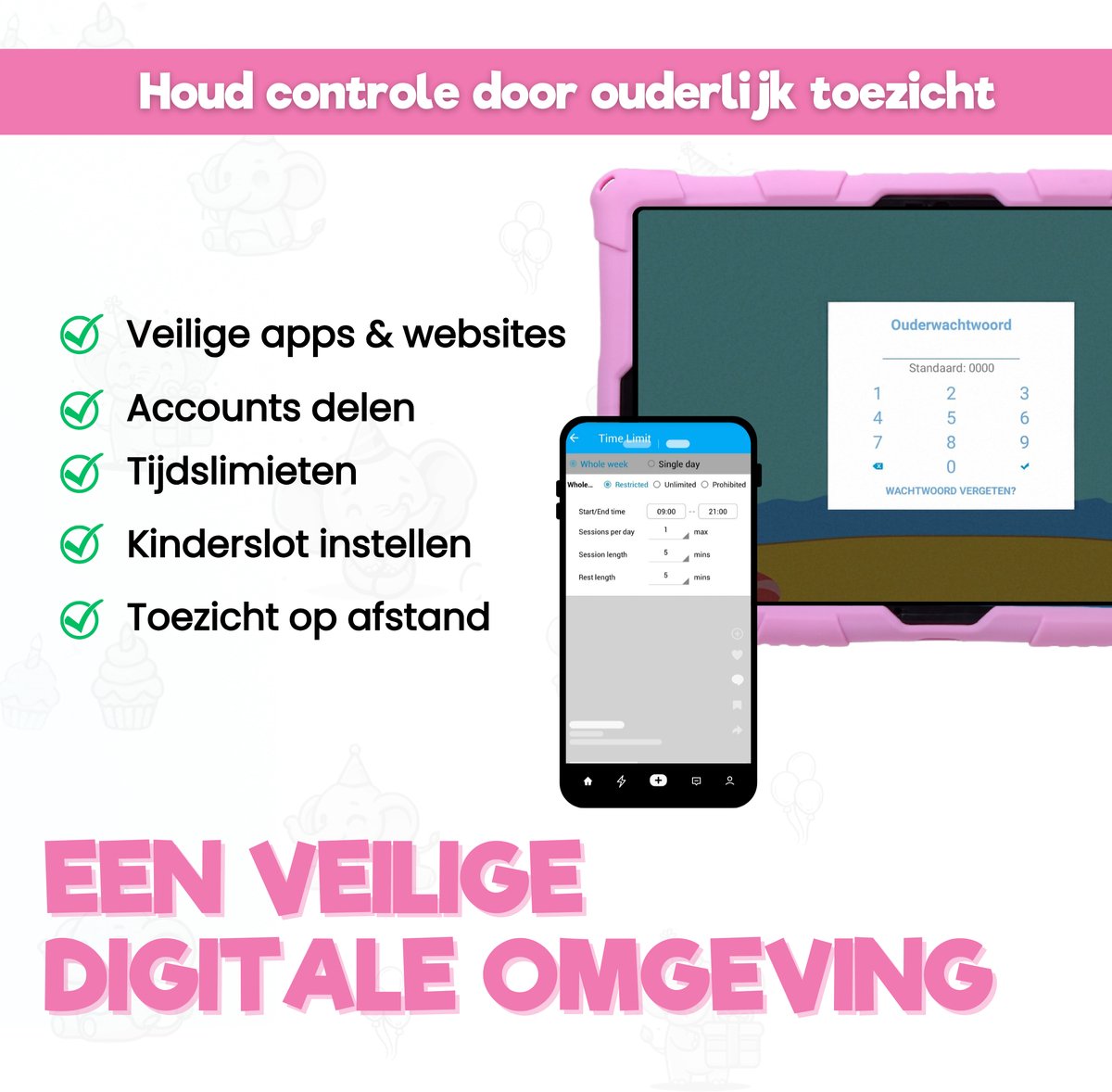 TinyPlay Maxi V2 Kindertablet 10 inch Roze