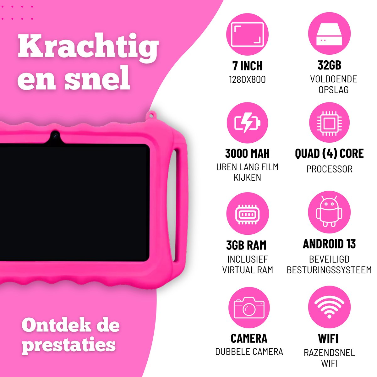 TinyPlay Mini 7 inch kinder tablet roze