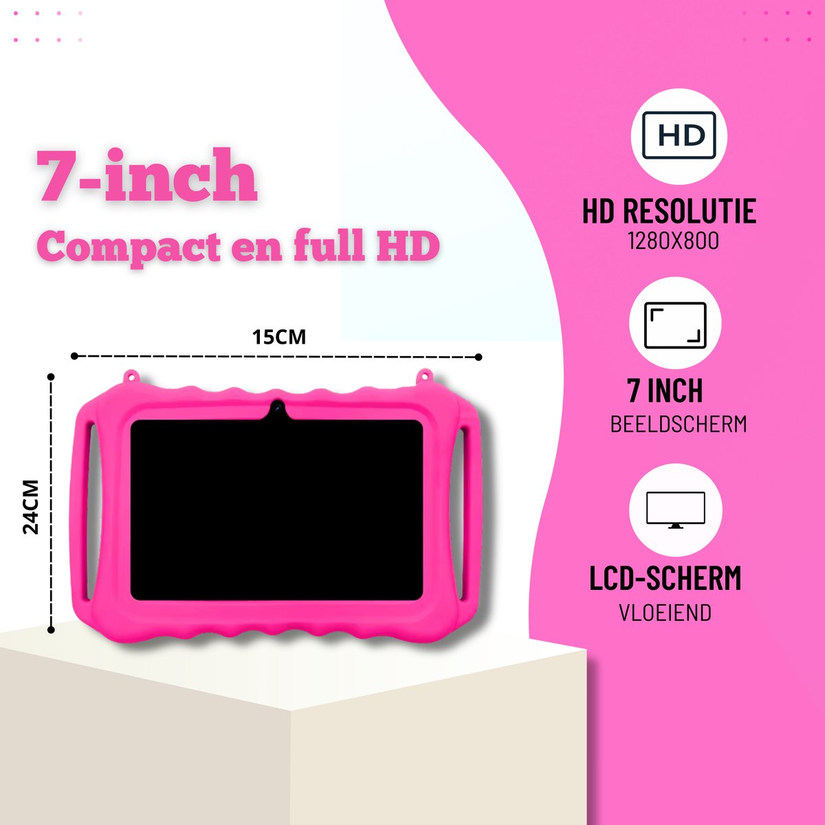 TinyPlay Mini 7 inch kinder tablet roze