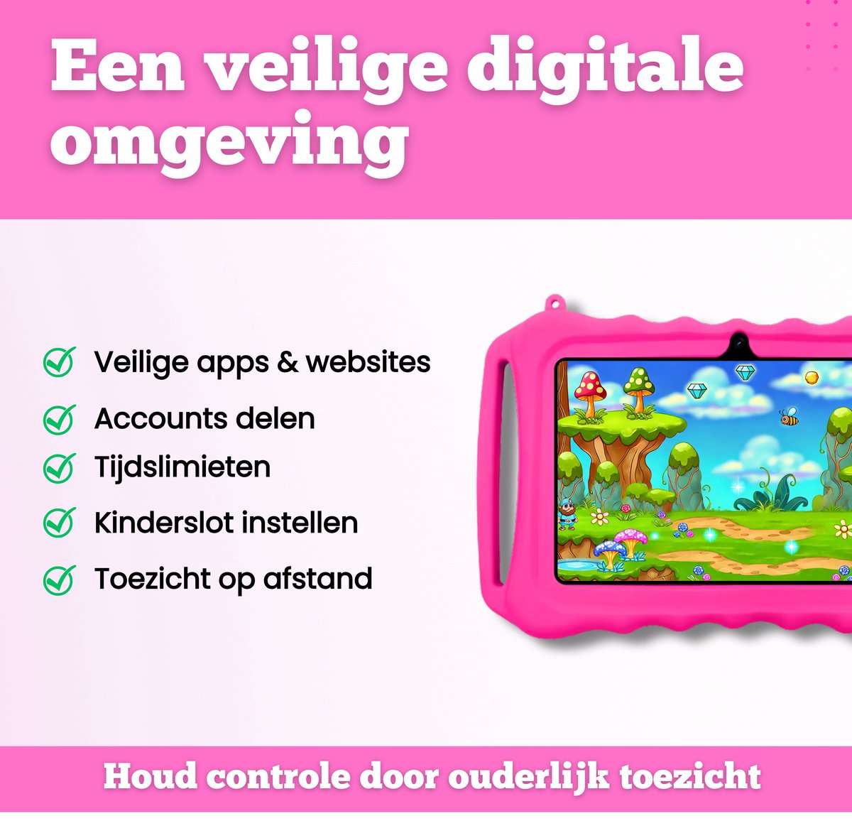 TinyPlay Mini 7 inch kinder tablet roze