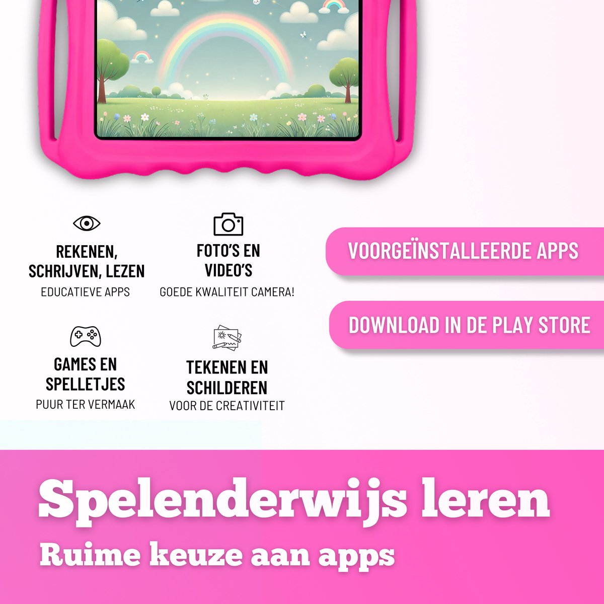 TinyPlay Mini 7 inch kinder tablet roze