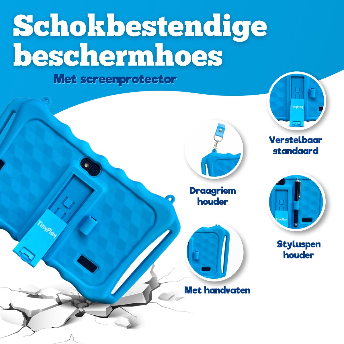 TinyPlay Mini 7 inch kindertablet blauw