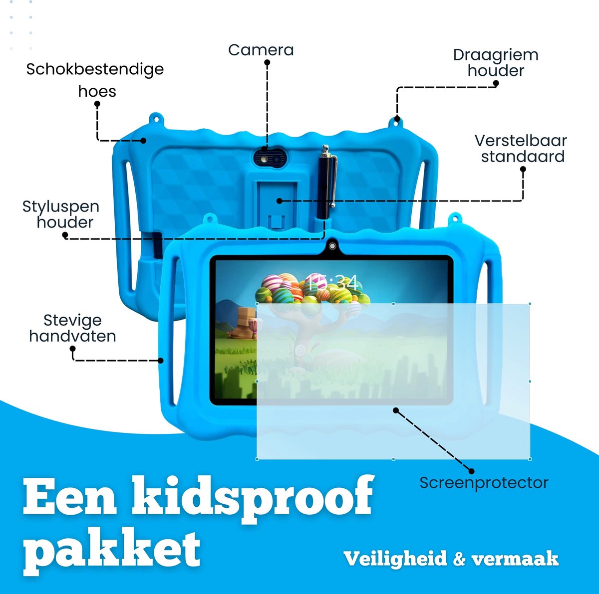 TinyPlay Mini 7 inch kindertablet blauw