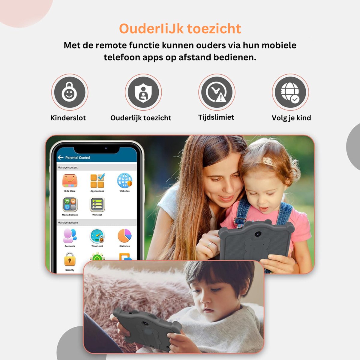 White-Label Kindertablet 3+ Grijs