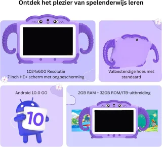White-Label Kindertablet 3+ Paars