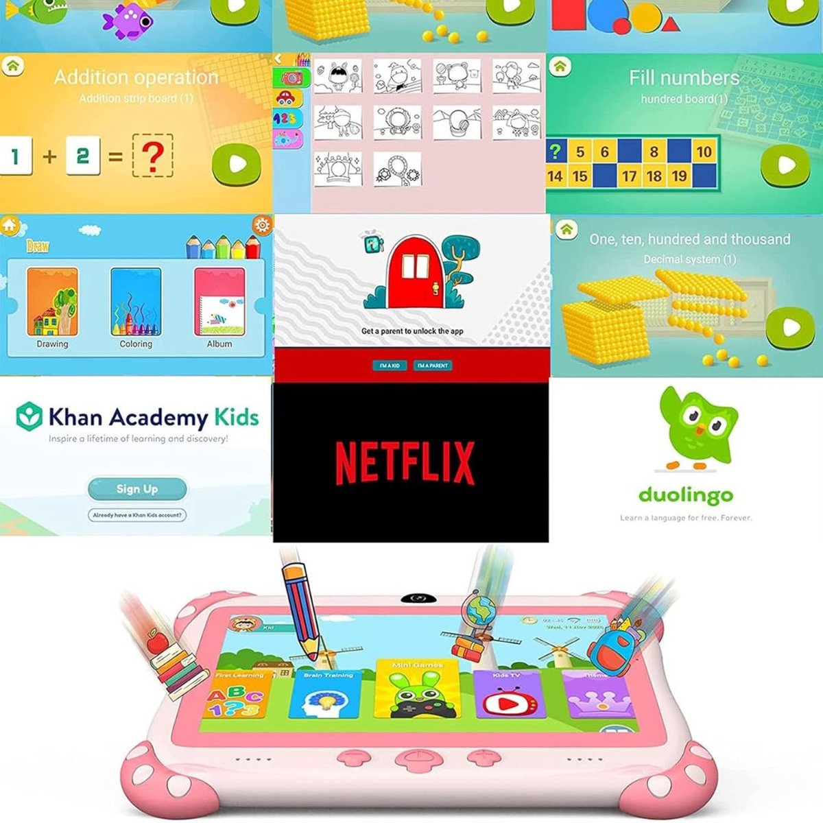White-label Kindertablet 3+ Roze