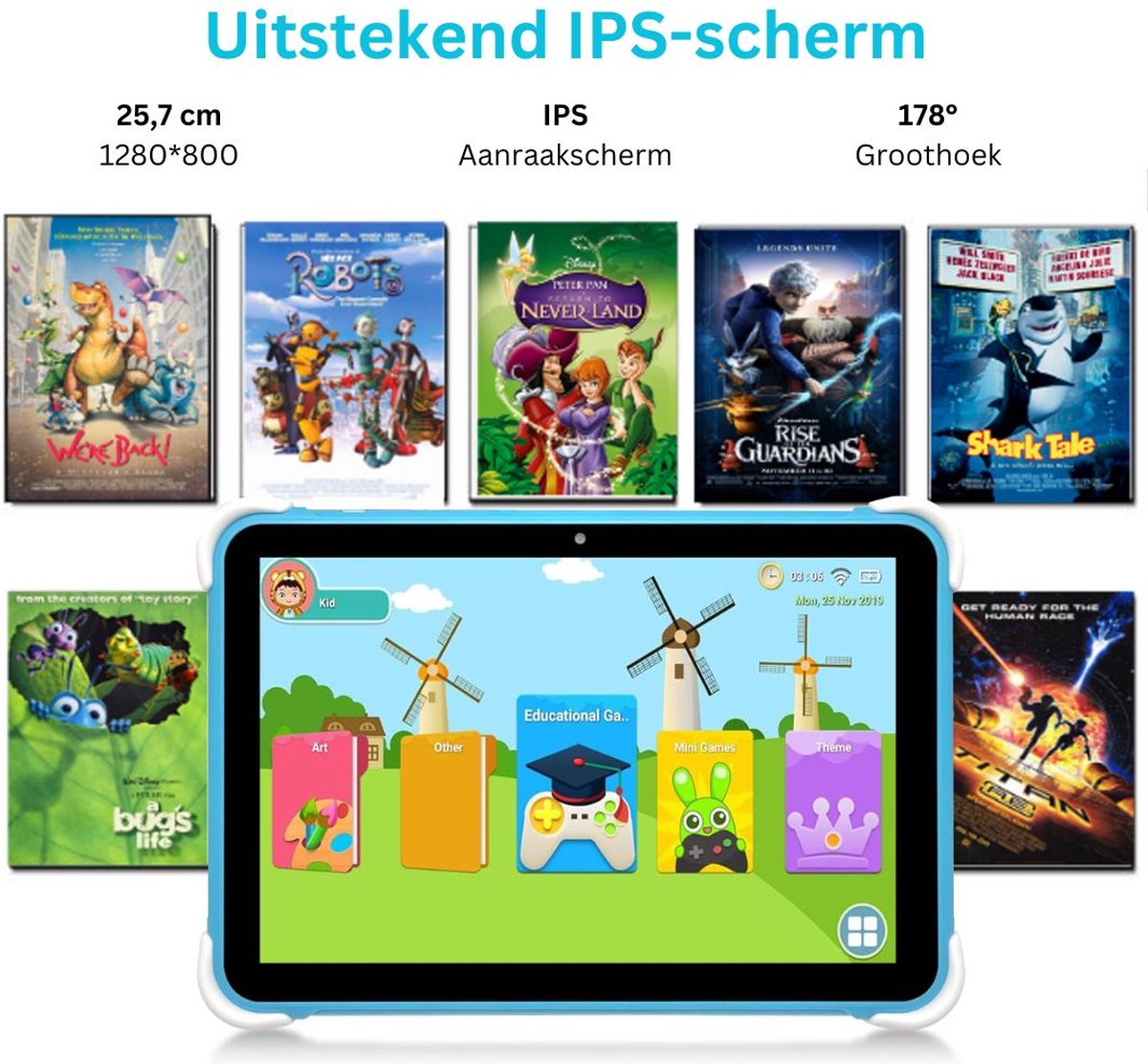 White-Label Kindertablet Blauw 3+