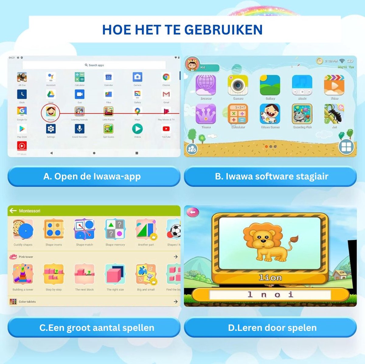 White-Label Kindertablet Blauw Vanaf 3 Jaar