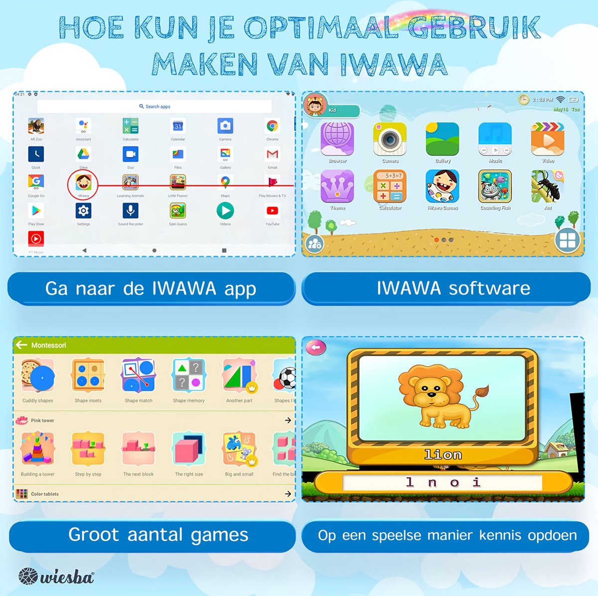 Wiesba Kindertablet 10 inch Blauw